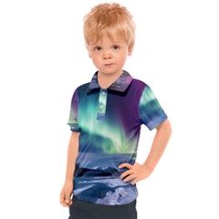 Northern Lights Aurora Night Nature Kids  Polo T-shirt