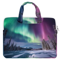 Northern Lights Aurora Night Nature Macbook Pro 15  Double Pocket Laptop Bag 