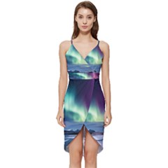 Northern Lights Aurora Night Nature Wrap Frill Dress