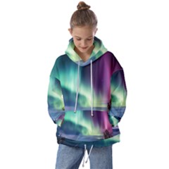 Northern Lights Aurora Night Nature Kids  Oversized Hoodie