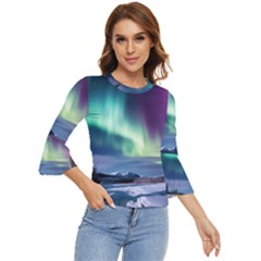 Northern Lights Aurora Night Nature Bell Sleeve Top