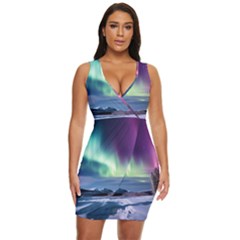 Northern Lights Aurora Night Nature Draped Bodycon Dress