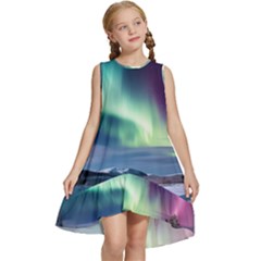 Northern Lights Aurora Night Nature Kids  Frill Swing Dress