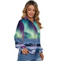 Northern Lights Aurora Night Nature Women s Long Sleeve Button Up Shirt View3