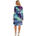 Northern Lights Aurora Night Nature Long Sleeve Dress With Pocket View4