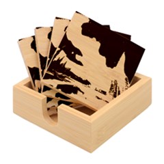 Northern Lights Aurora Night Nature Bamboo Coaster Set