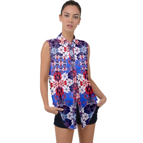 70471 Mirror14 Sleeveless Chiffon Button Shirt by tunjiolaseni