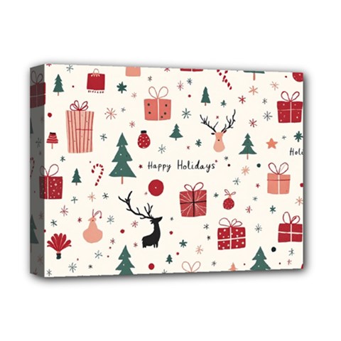 Happy Holiday Xmas Christmas Pattern Deluxe Canvas 16  X 12  (stretched) 