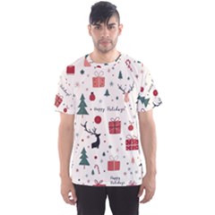 Happy Holiday Xmas Christmas Pattern Men s Sport Mesh T-shirt