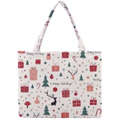 Happy Holiday Xmas Christmas Pattern Mini Tote Bag by Paksenen