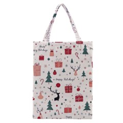 Happy Holiday Xmas Christmas Pattern Classic Tote Bag by Paksenen