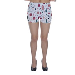 Happy Holiday Xmas Christmas Pattern Skinny Shorts by Paksenen