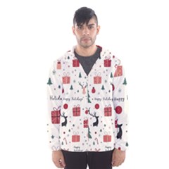 Happy Holiday Xmas Christmas Pattern Men s Hooded Windbreaker