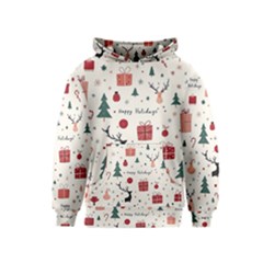 Happy Holiday Xmas Christmas Pattern Kids  Pullover Hoodie by Paksenen