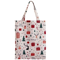 Happy Holiday Xmas Christmas Pattern Zipper Classic Tote Bag by Paksenen