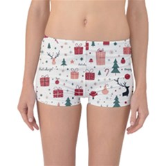 Happy Holiday Xmas Christmas Pattern Reversible Boyleg Bikini Bottoms by Paksenen