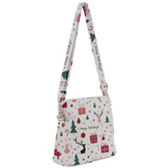 Happy Holiday Xmas Christmas Pattern Zipper Messenger Bag by Paksenen