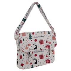 Happy Holiday Xmas Christmas Pattern Buckle Messenger Bag by Paksenen