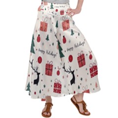 Happy Holiday Xmas Christmas Pattern Women s Satin Palazzo Pants