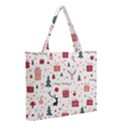 Happy Holiday Xmas Christmas Pattern Zipper Medium Tote Bag View2