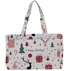 Happy Holiday Xmas Christmas Pattern Canvas Work Bag by Paksenen