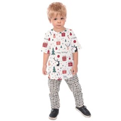 Happy Holiday Xmas Christmas Pattern Kids  Raglan T-shirt