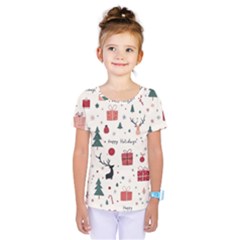 Happy Holiday Xmas Christmas Pattern Kids  One Piece T-shirt