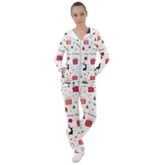 Happy Holiday Xmas Christmas Pattern Women s Tracksuit