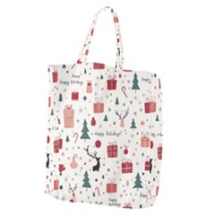 Happy Holiday Xmas Christmas Pattern Giant Grocery Tote by Paksenen