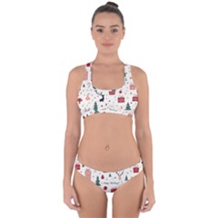 Happy Holiday Xmas Christmas Pattern Cross Back Hipster Bikini Set