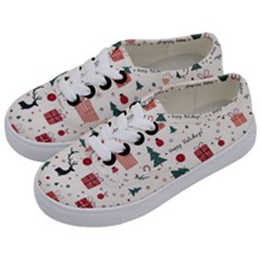 Happy Holiday Xmas Christmas Pattern Kids  Classic Low Top Sneakers