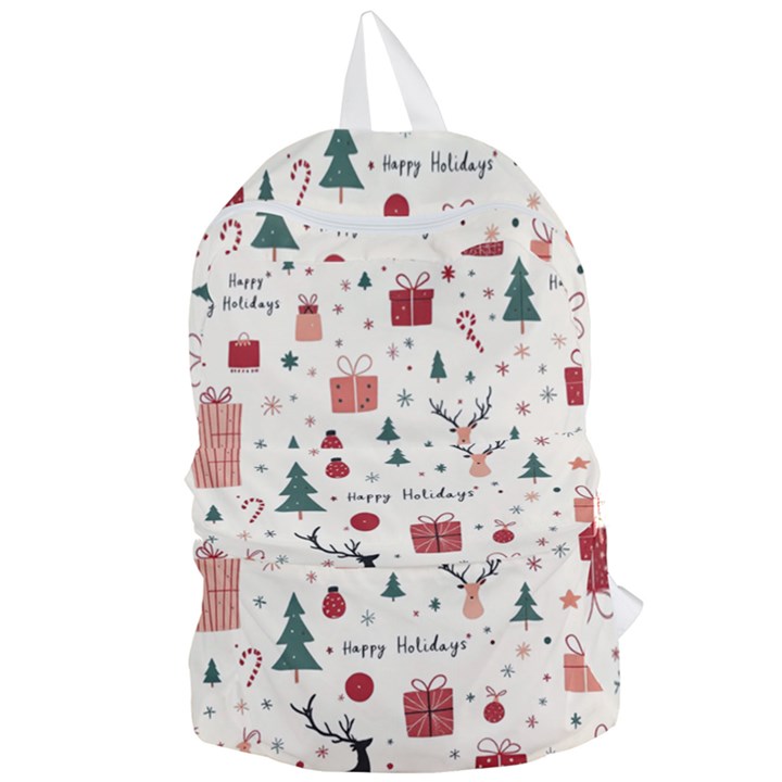 Happy Holiday Xmas Christmas Pattern Foldable Lightweight Backpack