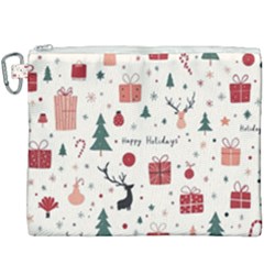 Happy Holiday Xmas Christmas Pattern Canvas Cosmetic Bag (xxxl)