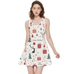 Happy Holiday Xmas Christmas Pattern Inside Out Reversible Sleeveless Dress