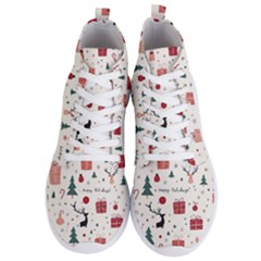 Happy Holiday Xmas Christmas Pattern Men s Lightweight High Top Sneakers