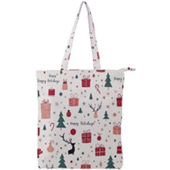 Happy Holiday Xmas Christmas Pattern Double Zip Up Tote Bag by Paksenen