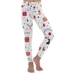 Happy Holiday Xmas Christmas Pattern Kids  Lightweight Velour Classic Yoga Leggings by Paksenen