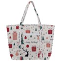 Happy Holiday Xmas Christmas Pattern Zip Up Canvas Bag View3