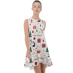 Happy Holiday Xmas Christmas Pattern Frill Swing Dress by Paksenen