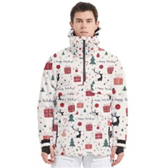 Happy Holiday Xmas Christmas Pattern Men s Pullover Zip Ski And Snowboard Waterproof Breathable Jacket by Paksenen