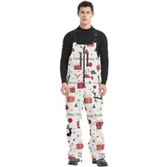 Happy Holiday Xmas Christmas Pattern Men s Front Zip Ski And Snowboard Bib Pants by Paksenen