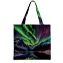 Lake Mountains Aorora Northern Lights Snow Zipper Grocery Tote Bag View2