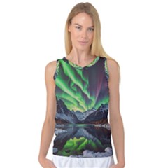 Lake Mountains Aorora Northern Lights Snow Women s Basketball Tank Top