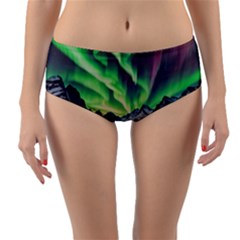 Lake Mountains Aorora Northern Lights Snow Reversible Mid-waist Bikini Bottoms