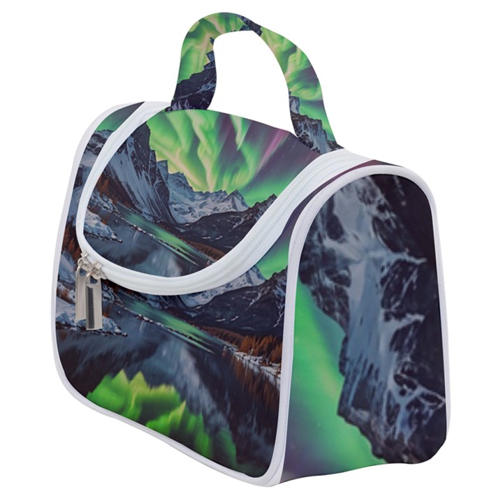 Lake Mountains Aorora Northern Lights Snow Satchel Handbag