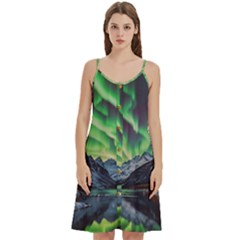 Lake Mountains Aorora Northern Lights Snow Women s Spaghetti Strap Pullover Cami Dress by Paksenen