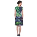 Lake Mountains Aorora Northern Lights Snow Short Sleeve Front Wrap Dress View2