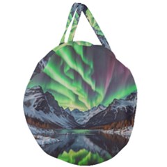 Lake Mountains Aorora Northern Lights Snow Giant Round Zipper Tote