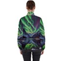 Lake Mountains Aorora Northern Lights Snow Women s High Neck Windbreaker View2