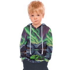 Lake Mountains Aorora Northern Lights Snow Kids  Overhead Hoodie